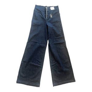 Vintage Y2K Express Boho Indie Women's Wide Leg Jeans Exposed Front Zipper SZ 6